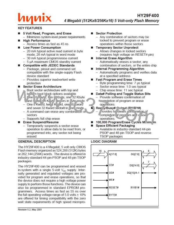 HY29F400TT-70图片预览