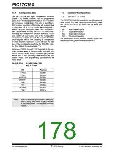 浏览型号PIC17C752T-25I/P的Datasheet PDF文件第178页