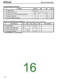 浏览型号MT91L60AS的Datasheet PDF文件第16页