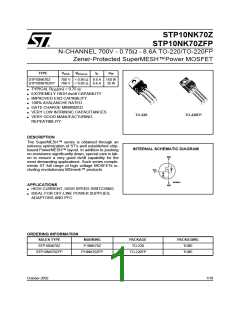 浏览型号STP10NK70ZFP的Datasheet PDF文件第1页