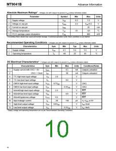 浏览型号MT9041B的Datasheet PDF文件第10页