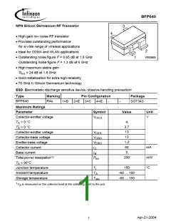 浏览型号BFP640的Datasheet PDF文件第1页