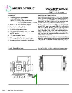 浏览型号V62C2801024LL-85T的Datasheet PDF文件第1页
