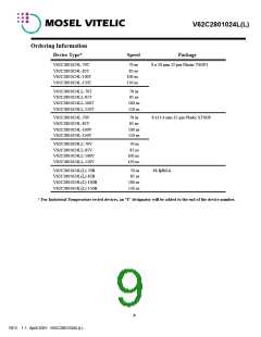 浏览型号V62C2801024LL-85T的Datasheet PDF文件第9页