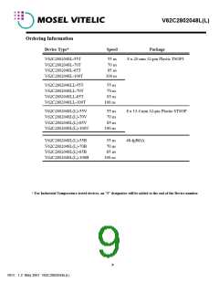 浏览型号V62C2802048LL-100T的Datasheet PDF文件第9页