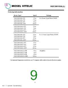 浏览型号V62C3801024L-70V的Datasheet PDF文件第9页