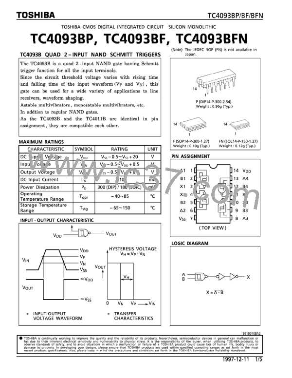 その他 TC4093BP Toshiba 東芝(TOSHIBA) TC4093BP(N、F) CMOSロジックIC