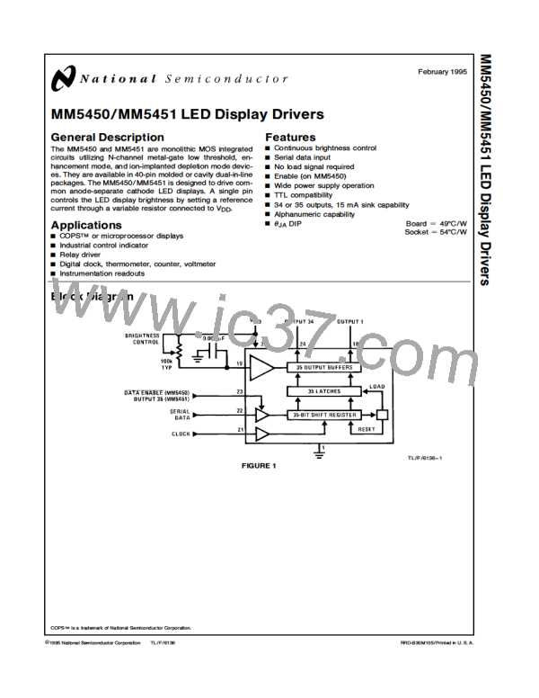MM5450N Circuito Integrato – MM5450N Driver LED – Componente Elettronico DIP