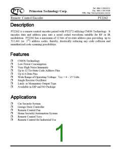 浏览型号PT2262的Datasheet PDF文件第1页