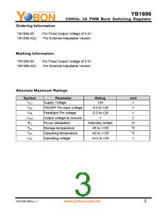 浏览型号YB1696-ADJ的Datasheet PDF文件第3页