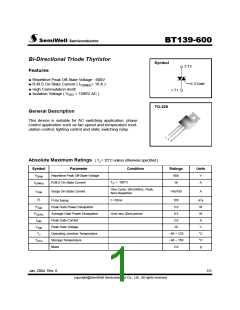 浏览型号BT139F-600的Datasheet PDF文件第1页