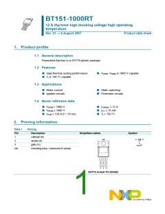 浏览型号BT151-1000RT的Datasheet PDF文件第1页