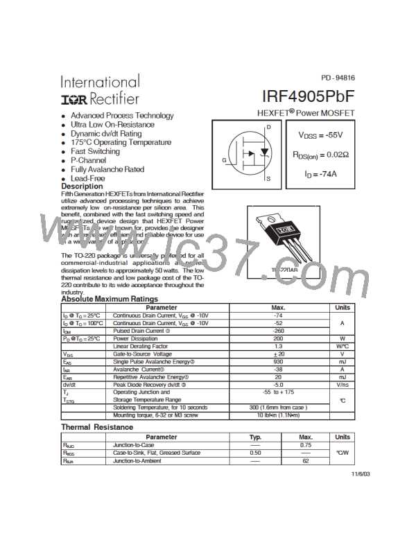 IRF4905PBF图片预览