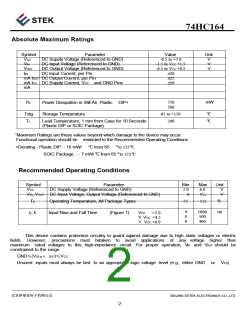 浏览型号74HC164的Datasheet PDF文件第2页