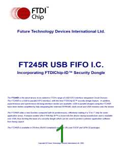 浏览型号FT245R的Datasheet PDF文件第1页