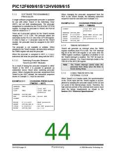 浏览型号PIC12F615-I/SN的Datasheet PDF文件第44页