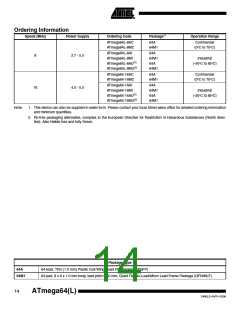 浏览型号ATMEGA64L-8AU的Datasheet PDF文件第14页