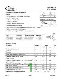 浏览型号11N80C3的Datasheet PDF文件第1页