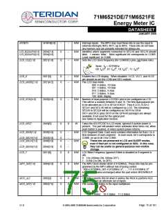 浏览型号71M6521DE-IGTR/F的Datasheet PDF文件第75页