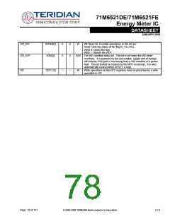 浏览型号71M6521DE-IGTR/F的Datasheet PDF文件第78页