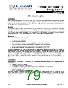 浏览型号71M6521DE-IGTR/F的Datasheet PDF文件第79页