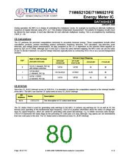 浏览型号71M6521DE-IGTR/F的Datasheet PDF文件第80页