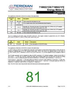 浏览型号71M6521DE-IGTR/F的Datasheet PDF文件第81页