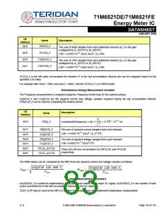浏览型号71M6521DE-IGTR/F的Datasheet PDF文件第83页