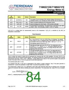 浏览型号71M6521DE-IGTR/F的Datasheet PDF文件第84页