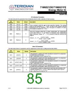 浏览型号71M6521DE-IGTR/F的Datasheet PDF文件第85页