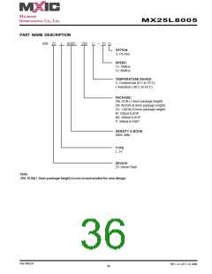 浏览型号MX25L8005M2C-15G的Datasheet PDF文件第36页