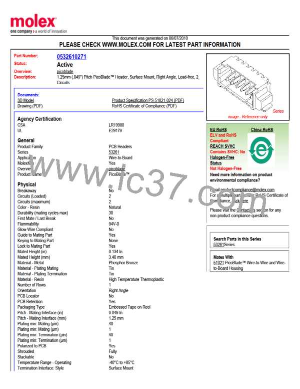 53261-0671 (MOLEX) PDF技术资料下载53261-0671 供应信息IC Datasheet