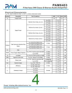 浏览型号PAM8403的Datasheet PDF文件第4页