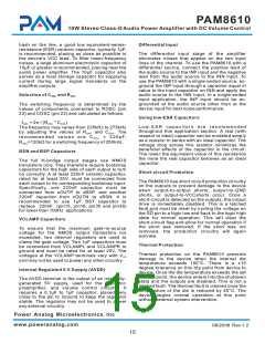 浏览型号PAM8610的Datasheet PDF文件第15页