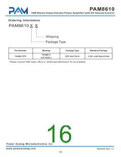 浏览型号PAM8610的Datasheet PDF文件第16页