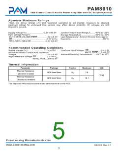 浏览型号PAM8610的Datasheet PDF文件第5页