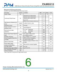 浏览型号PAM8610的Datasheet PDF文件第6页