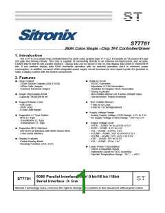 浏览型号ST7781的Datasheet PDF文件第1页