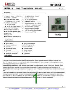 浏览型号RFM23的Datasheet PDF文件第1页