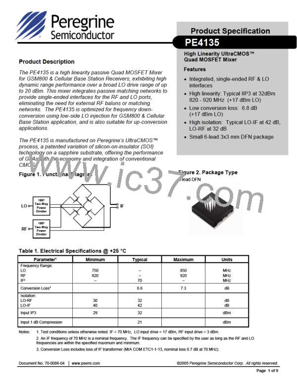 4135-52 (PSEMI) PDF技术资料下载4135-52 供应信息IC Datasheet 数据表