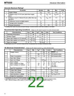 浏览型号MT9300AL的Datasheet PDF文件第22页