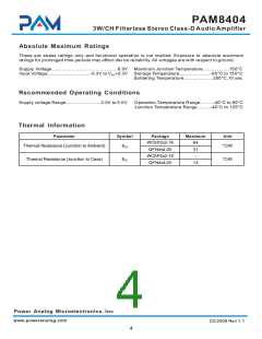 浏览型号PAM8404的Datasheet PDF文件第4页
