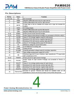 浏览型号PAM8620的Datasheet PDF文件第4页