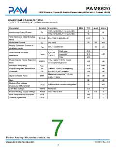 浏览型号PAM8620的Datasheet PDF文件第7页