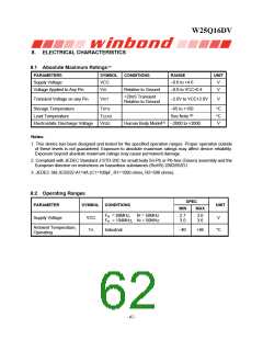 浏览型号W25Q16DVSSIG的Datasheet PDF文件第62页