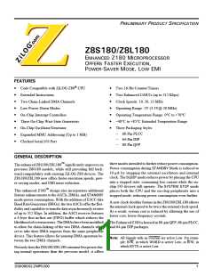 浏览型号Z8S18020VSG的Datasheet PDF文件第1页