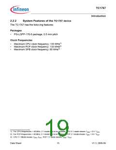 浏览型号SAK-TC1767-256F133HL的Datasheet PDF文件第19页