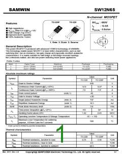 浏览型号SW12N65的Datasheet PDF文件第1页