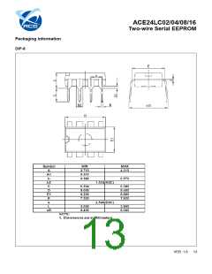 浏览型号ACE24LC02DM+UH的Datasheet PDF文件第13页
