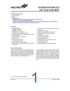 浏览型号HT46C232(28SKDIP-A)的Datasheet PDF文件第1页